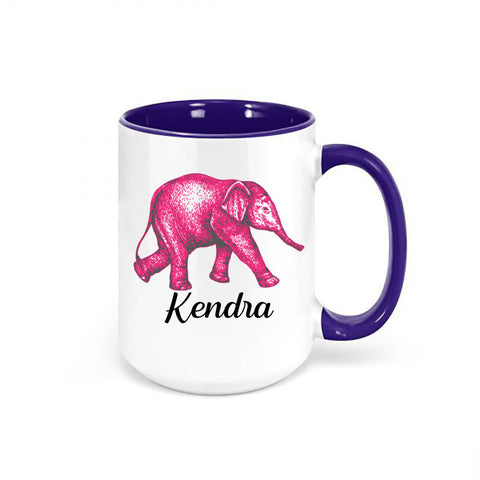 Elephant Mug, Custom Elephant Name, Elephant Coffee Cup, Elephant Lover, Elephant Gift, Gift For Elephant Lover, Sublimated Design, Custom - Chase Me Tees LLC