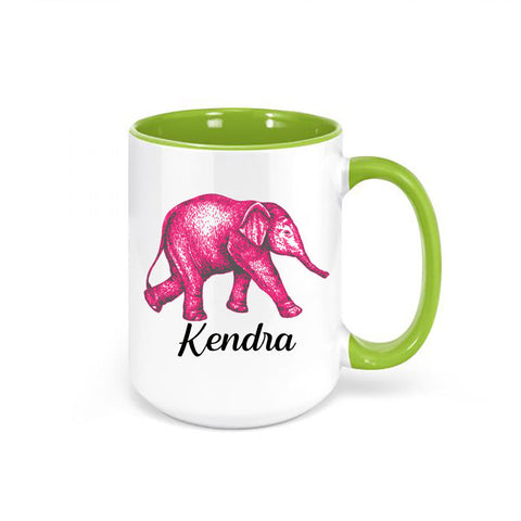 Elephant Mug, Custom Elephant Name, Elephant Coffee Cup, Elephant Lover, Elephant Gift, Gift For Elephant Lover, Sublimated Design, Custom - Chase Me Tees LLC