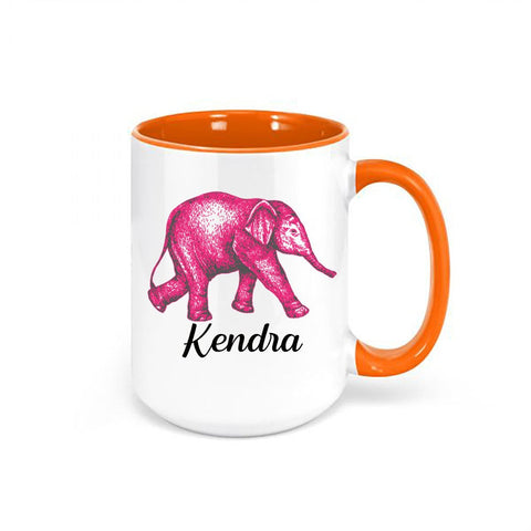 Elephant Mug, Custom Elephant Name, Elephant Coffee Cup, Elephant Lover, Elephant Gift, Gift For Elephant Lover, Sublimated Design, Custom - Chase Me Tees LLC