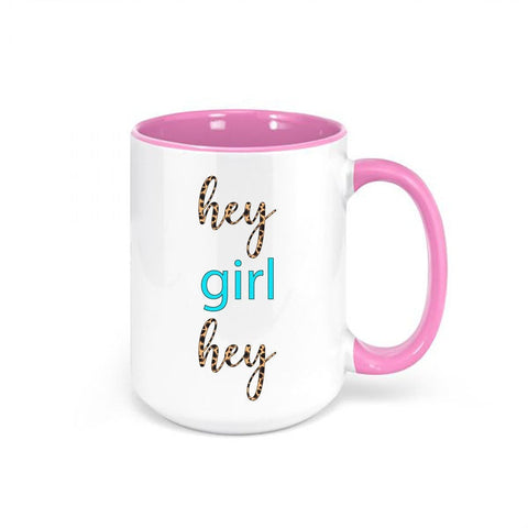 Hey Girl Hey Leopard Print Mug, Hey Girl Hey Coffee Cup, Leopard Print Mug, Sublimated Design, Gift For Her, Funny Mugs, Coworker Mug, Mugs - Chase Me Tees LLC