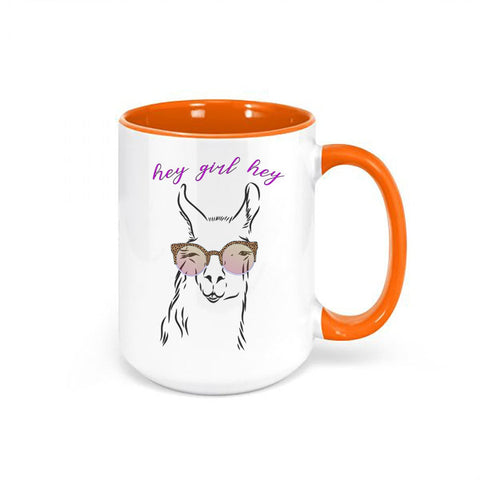 Llama Coffee Mug, Hey Girl Hey, Llama Mug, Llama Lover, Llama With Sunglasses, Hey Girl Hey Mug, Hey Girl Hey Cup, Gift For Her, Sublimated - Chase Me Tees LLC