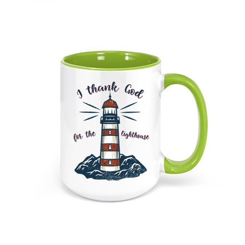 Lighthouse Mug, I Thank God For The Lighthouse, Lighthouse Coffee Cup, Christian Mug, Lighthouse Cup, Religious Mugs, Gift For Her, Jesus - Chase Me Tees LLC