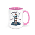 Lighthouse Mug, I Thank God For The Lighthouse, Lighthouse Coffee Cup, Christian Mug, Lighthouse Cup, Religious Mugs, Gift For Her, Jesus - Chase Me Tees LLC