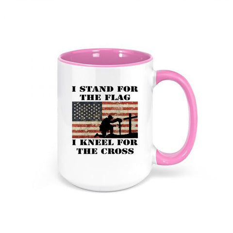 Patriotic Mug, I Stand For The Flag I Kneel For The Cross, America Mug, 15oz Mug, Merica Mug, American Flag Mug, Coffee Mugs, Gift For Dad - Chase Me Tees LLC