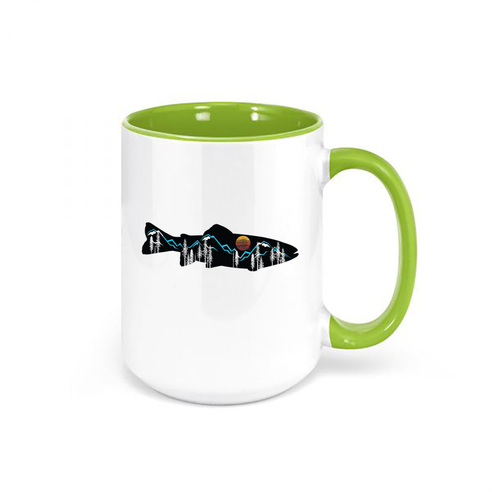 Trout Fishing Mug, Mountain Trout, Fly Fishing Mug, Fishing Coffee Mug, Mountain Mug, Gift For Him, Outdoors Mug, Birthday Gift, Dad Mugs - Chase Me Tees LLC