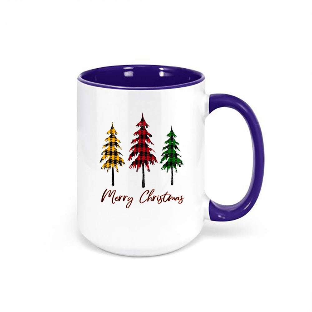 Merry Christmas Mug, Christmas Mug, Plaid Christmas Tree, Christmas Coffee Mug, Plaid Mug, Buffalo Plaid Mug, Christmas Cup, 15oz - Chase Me Tees LLC