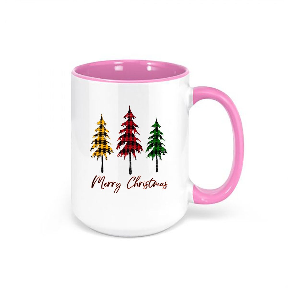 Merry Christmas Mug, Christmas Mug, Plaid Christmas Tree, Christmas Coffee Mug, Plaid Mug, Buffalo Plaid Mug, Christmas Cup, 15oz - Chase Me Tees LLC