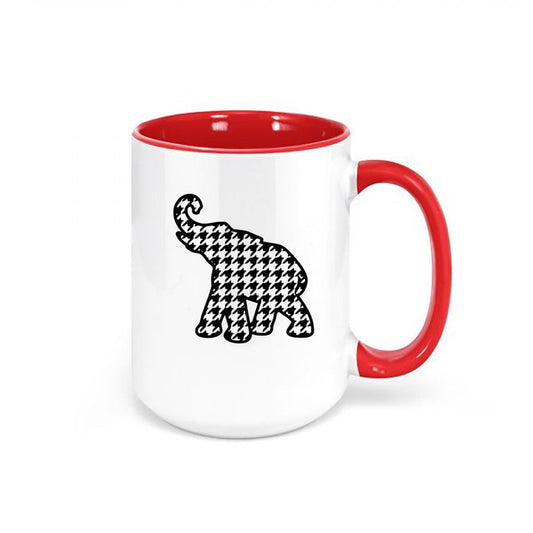 Alabama Mug, Houndstooth Elephant, Roll Tide Mug, Alabama Football, Houndstooth Mug, Football Cup, Alabama Cup, Gift For Him, Birthday Gift - Chase Me Tees LLC