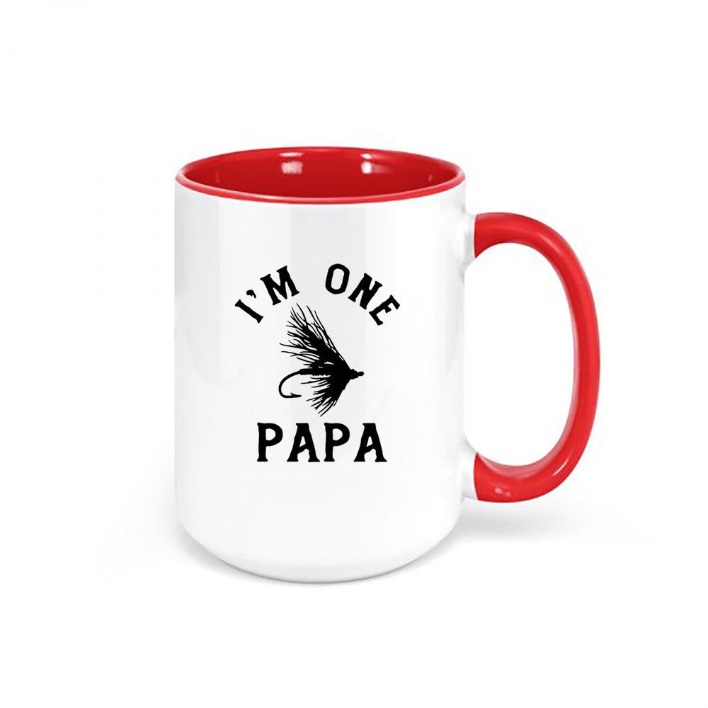Papa Mug, I'm One Fly Papa, Papa Coffee Cup, Gift For Papa, Grandpa Coffee Cup, Trout Fishing Mug, Gift For Grandpa, Elk Hair Caddis, Mugs - Chase Me Tees LLC