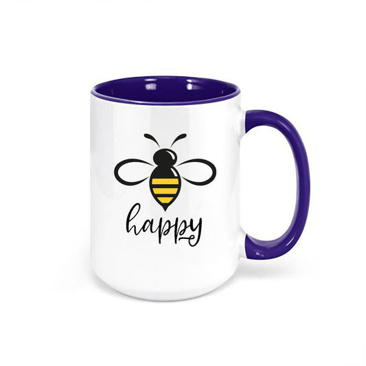 Bee Happy Coffee Mug, Bee Happy, Bee Lover, Bumble Bee Cup, Gift For Bee Lover, Honey Bee Mug, Birthday Gift Idea, Sublimated Mug, Bees - Chase Me Tees LLC