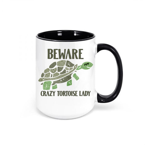 Tortoise Coffee Mug, Beware Crazy Tortoise Lady, Tortoise Gift, Turtle Mug, Gift For Her, Sublimated Design, Tortoise Cup, Birthday Gift - Chase Me Tees LLC
