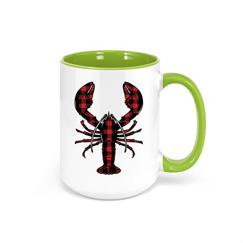 Lobster Mug, Buffalo Plaid Lobster, Lobster Gift, Beach House Mug, Lobster Cup, Nautical Decor, Buffalo Plaid Mug, Sublimated 15oz Mug - Chase Me Tees LLC