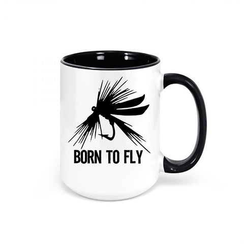 Fly Fishing Coffee Mug, Born To Fly, Fishing Mug, Fishing Gift, Trout Fishing Mug, Fishing Cup, Hunting And Fishing, Gift For Him, Dad Gift - Chase Me Tees LLC