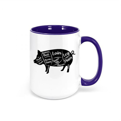 Pig Coffee Cup, Pig Cuts, Pig Coffee Mug, Pig Cup, Pig Farmer, Gift For Pig Farmer, Sublimated Design, Pig Lover, Gift For Him, Swine Farmer - Chase Me Tees LLC