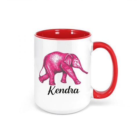 Elephant Mug, Custom Elephant Name, Elephant Coffee Cup, Elephant Lover, Elephant Gift, Gift For Elephant Lover, Sublimated Design, Custom - Chase Me Tees LLC