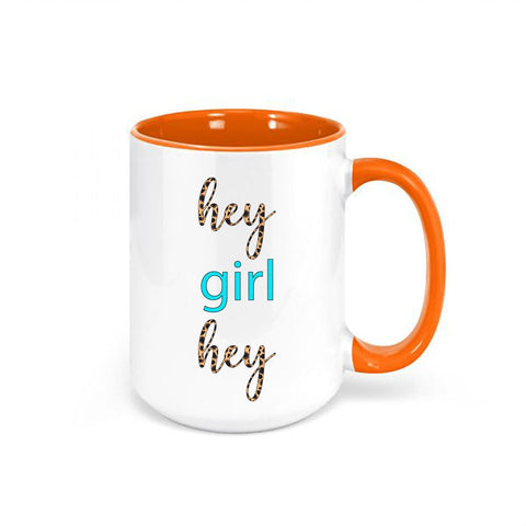 Hey Girl Hey Leopard Print Mug, Hey Girl Hey Coffee Cup, Leopard Print Mug, Sublimated Design, Gift For Her, Funny Mugs, Coworker Mug, Mugs - Chase Me Tees LLC