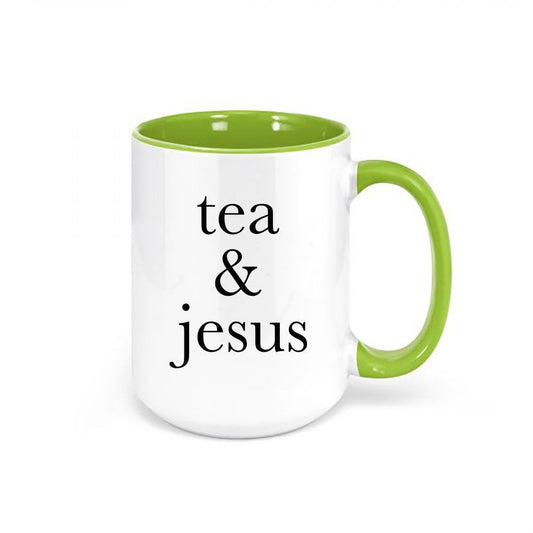 Tea And Jesus Mug, Christian Mug, Tea Mug, Coffee Gift, Tea Gift, Sublimated Design, Jesus Mug, Gift For Her, Tea Drinker Gift, Religious - Chase Me Tees LLC