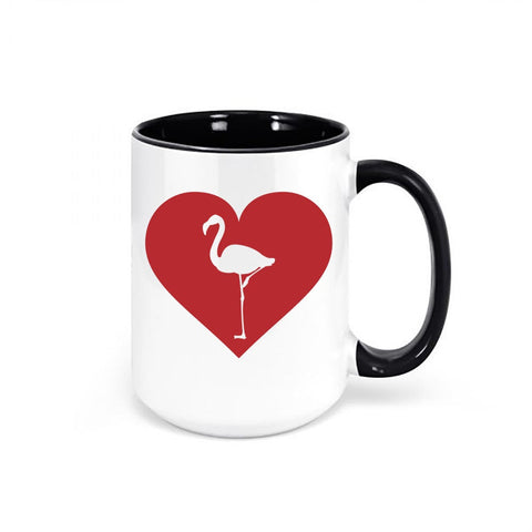 Flamingo Coffee Mug, Flamingo Heart, Flamingo Gift, I Love Flamingos, Gift For Her, Sublimated 15oz Mug, Flamingo Cup, Flamingo Decor - Chase Me Tees LLC
