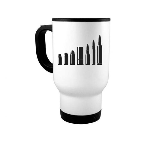 14oz Travel Mug, Bullets, Gun Mug, Gun Gift, Bullet Coffee Mug, Bullet Cup, Father's Day Gift, Gift For Dad, Cartridges, 2nd Amendment - Chase Me Tees LLC