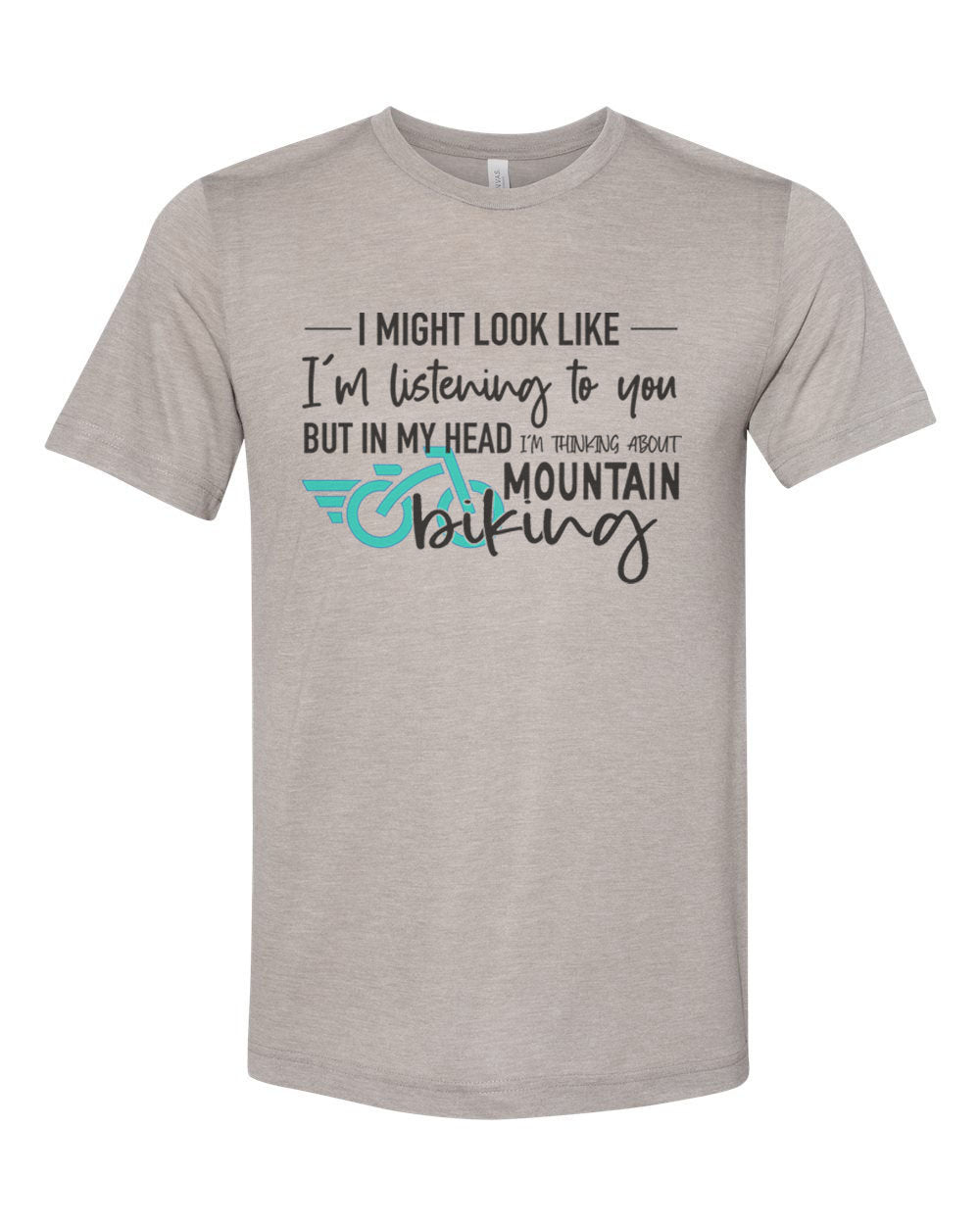 Mountain Bike Shirt, Thinking About Mountain Biking, Biking Gift, Gift For Biker, Unisex Fit, Gift For Her, Biking Apparel, Sublimated Tee - Chase Me Tees LLC
