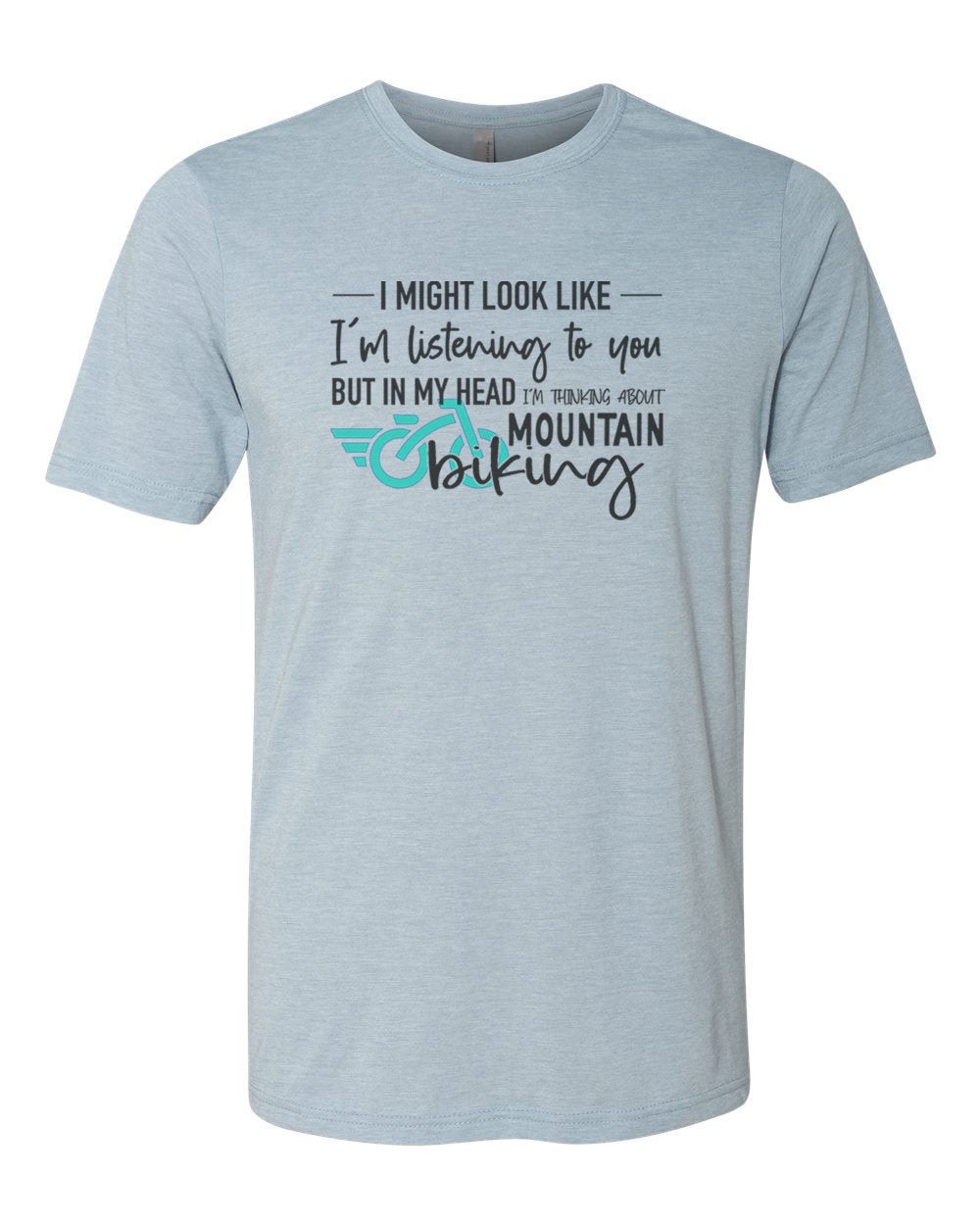 Mountain Bike Shirt, Thinking About Mountain Biking, Biking Gift, Gift For Biker, Unisex Fit, Gift For Her, Biking Apparel, Sublimated Tee - Chase Me Tees LLC