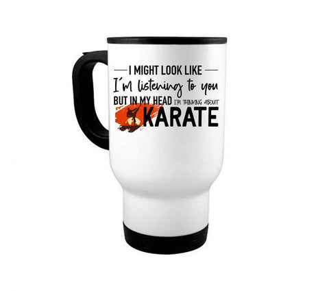 Karate Mug, Thinking About Karate, Martial Arts Mug, Karate Coffee Cup, Black Belt Mug, Gift For Him, Karate Gift, Martial Arts Coffee Cup - Chase Me Tees LLC