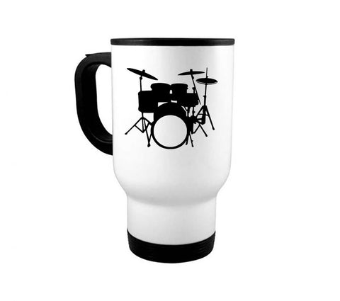 Drummer Gift, Drumset, 14oz Travel Mug, Gift For Drummer, Percussion Gift, Musician Mug, Gift For Him, Drumming Mug, Gift For Musician - Chase Me Tees LLC