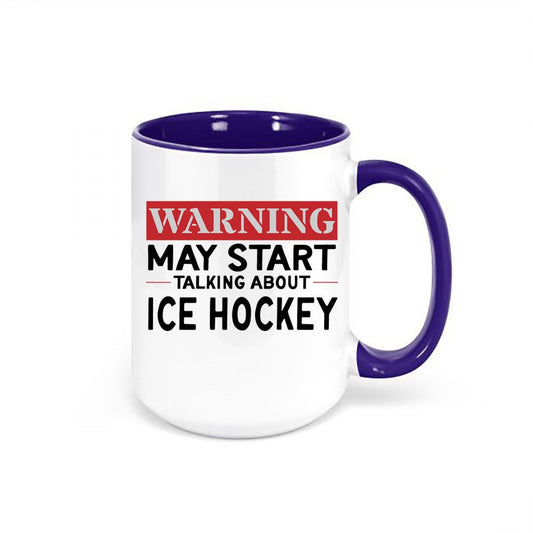 Hockey Mug, Thinking About Ice Hockey, Hockey Coffee Cup, Hockey Gift, Gift For Him, Ice Hockey Mug, Hockey Cup, Sublimated Design, Hockey - Chase Me Tees LLC