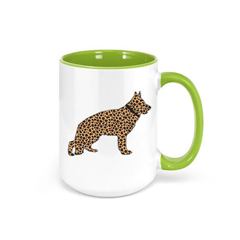 German Shepherd Mug, Leopard German Shepherd, German Shepherd Coffee Mug, Chihuahua Gift, Dog Mom Mug, Gift For Her, Leopard Coffee Cup - Chase Me Tees LLC