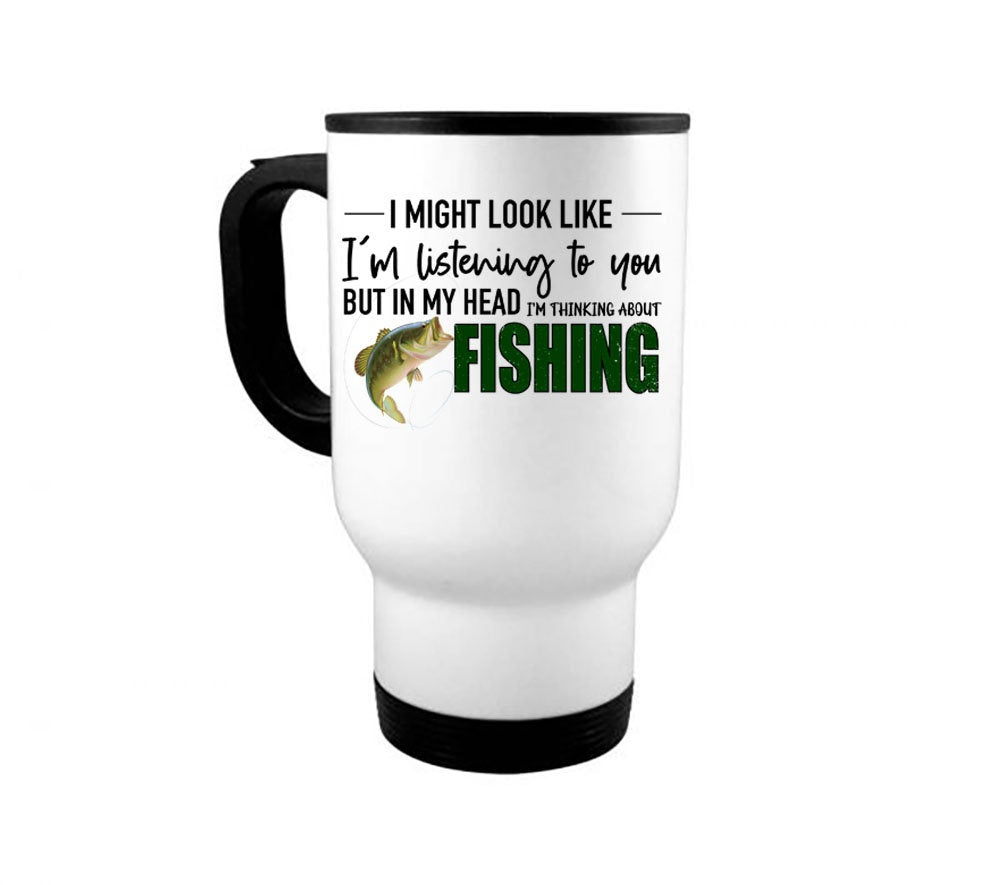 Fishing Mug, Thinking About Fishing, Fishing Gift, Fishing Coffee Cup, Fisherman Mug, Gift For Fisherman, Dad Mug, Father's Day Gift, Fish - Chase Me Tees LLC