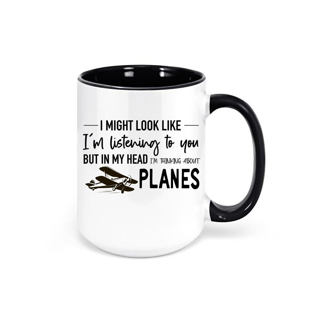 Plane Mug, Thinking About Planes, Plane Gift, Gift For Him, Plane Lover, Father's Day Gift, Planes, Plane Coffee Cup, Plane Cup, Grandpa - Chase Me Tees LLC