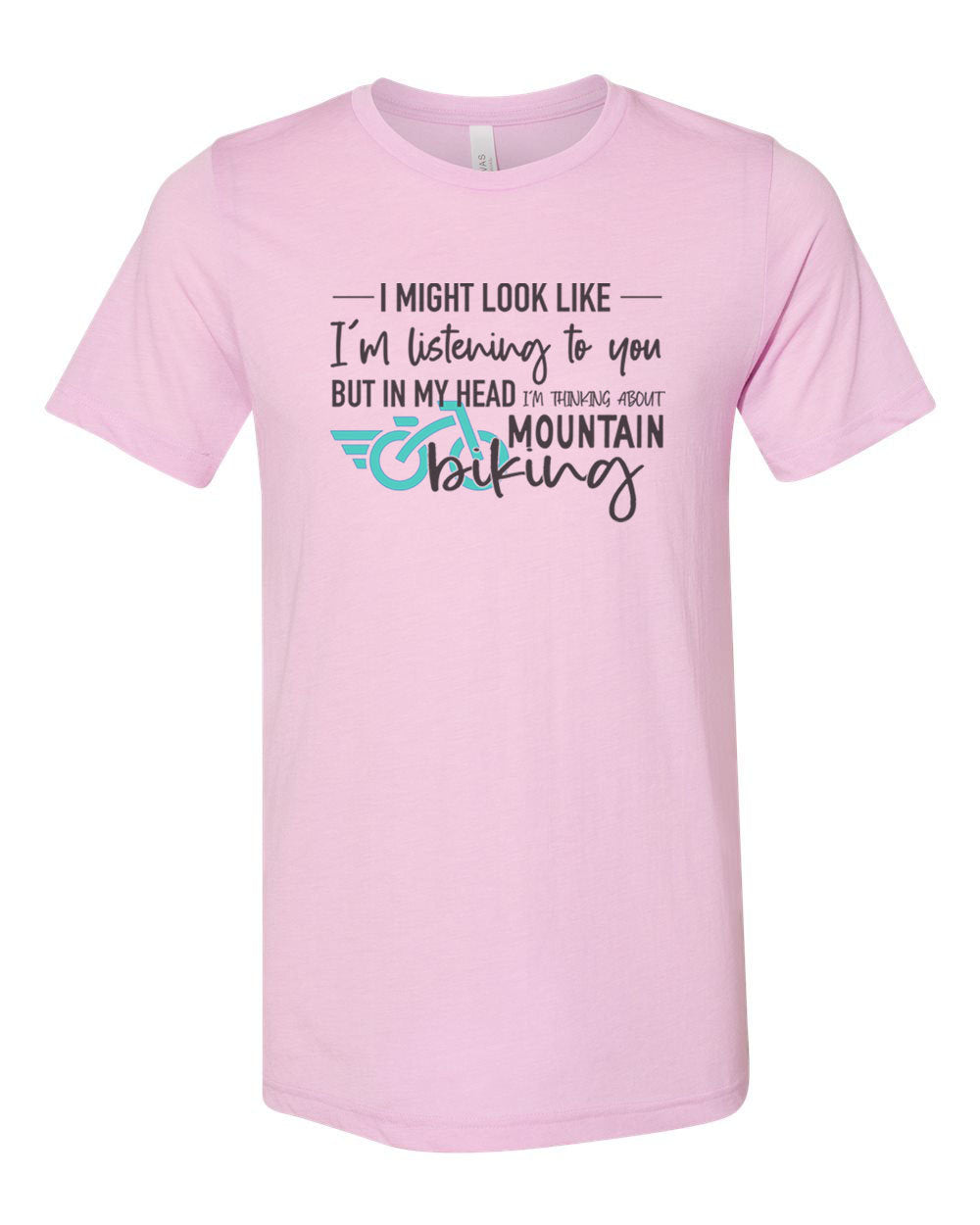 Mountain Bike Shirt, Thinking About Mountain Biking, Biking Gift, Gift For Biker, Unisex Fit, Gift For Her, Biking Apparel, Sublimated Tee - Chase Me Tees LLC