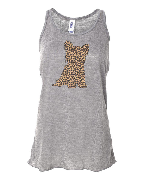 Yorkie Tank Top, Leopard Yorkshire, Racerback, Gift For Her, Leopard Tank, Yorkie Gift, Yorkie Owner, Yorkshire Lover, Workout Top, Gym Tank - Chase Me Tees LLC