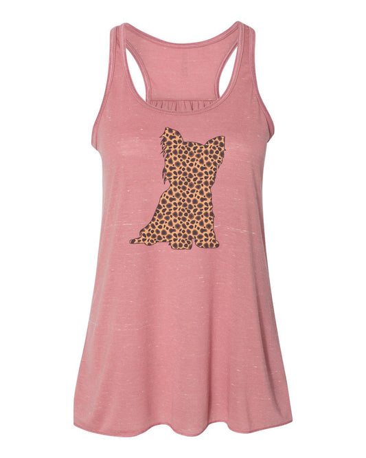 Yorkie Tank Top, Leopard Yorkshire, Racerback, Gift For Her, Leopard Tank, Yorkie Gift, Yorkie Owner, Yorkshire Lover, Workout Top, Gym Tank - Chase Me Tees LLC