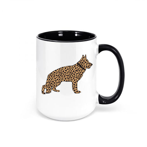 German Shepherd Mug, Leopard German Shepherd, German Shepherd Coffee Mug, Chihuahua Gift, Dog Mom Mug, Gift For Her, Leopard Coffee Cup - Chase Me Tees LLC