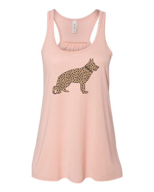 German Shepherd Mom, Leopard German Shepherd, Racerback, Women's Tank, Dog Mom Tank Top, German Shepherd Shirt, Unisex Fit, Gift For Her - Chase Me Tees LLC