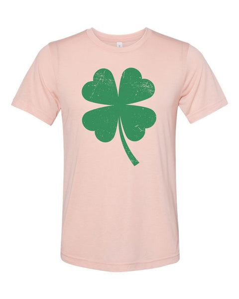 St. Patricks Day Shirt, Shamrock Shirt, Four Leaf Clover, Unisex Fit, Distressed Clover, Clover Shirt, 4 Leaf Clover, Shamrock, St Patricks - Chase Me Tees LLC