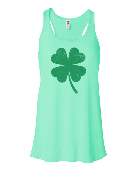 Shamrock Tank Top, Four Leaf Clover, St. Patricks Day Tank, Racerback, Gift For Her, Women's Racerback, Shamrock Racerback, St. Patricks Day - Chase Me Tees LLC