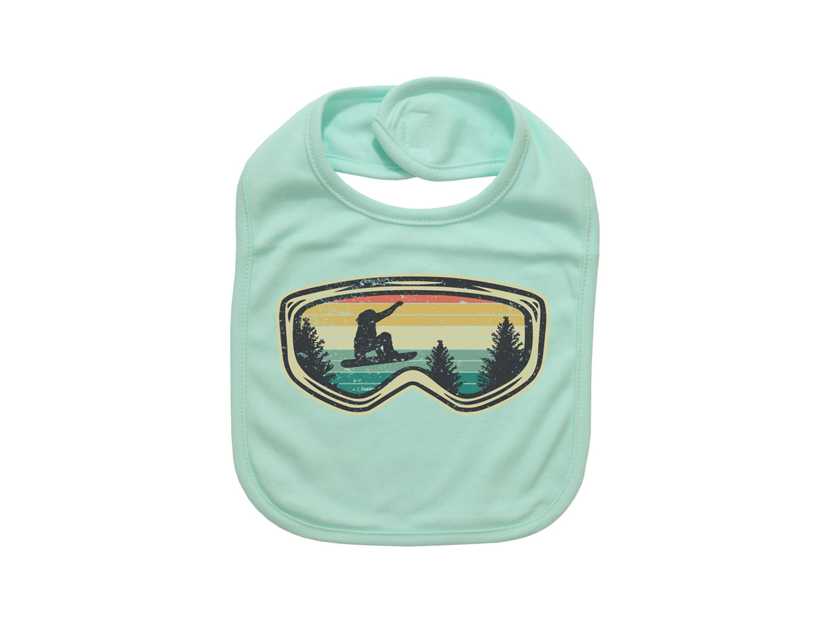 Snowboarding Bib, Snowboard Goggles, Baby Snowboarding Gift, Winter Sports, Skiing Baby Bib, Future Snowboarder, Baby Shower Gift, Snow - Chase Me Tees LLC