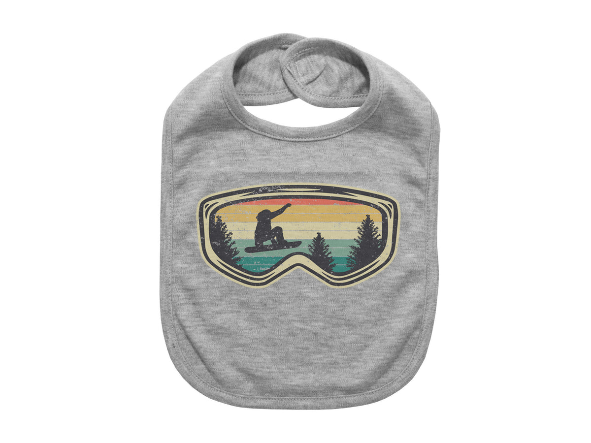 Snowboarding Bib, Snowboard Goggles, Baby Snowboarding Gift, Winter Sports, Skiing Baby Bib, Future Snowboarder, Baby Shower Gift, Snow - Chase Me Tees LLC