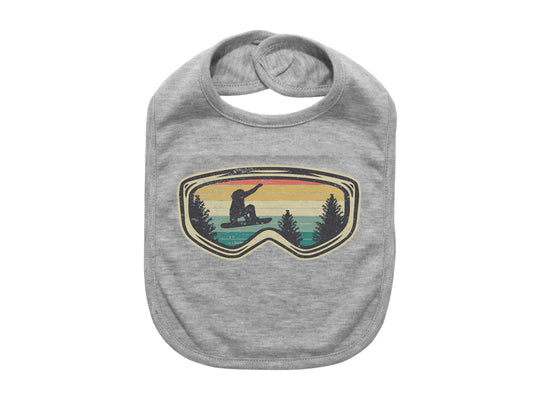 Snowboarding Bib, Snowboard Goggles, Baby Snowboarding Gift, Winter Sports, Skiing Baby Bib, Future Snowboarder, Baby Shower Gift, Snow - Chase Me Tees LLC