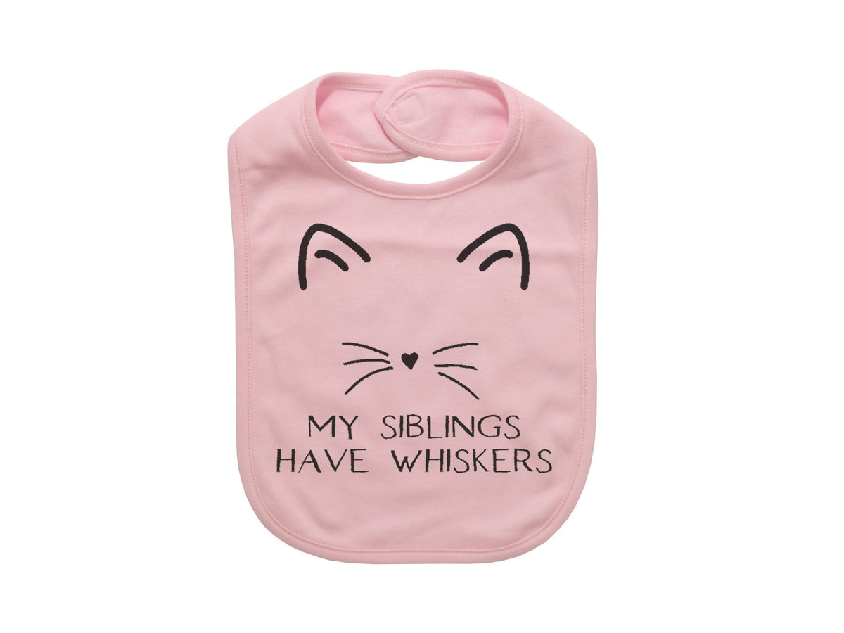 My Siblings Have Whiskers, Cat Baby Bib, Cat Bib, Baby Shower, Gift For Baby, Baby Cat Bib, Cat Baby, Kitten Baby Bib, Cat And Baby, Bibs - Chase Me Tees LLC