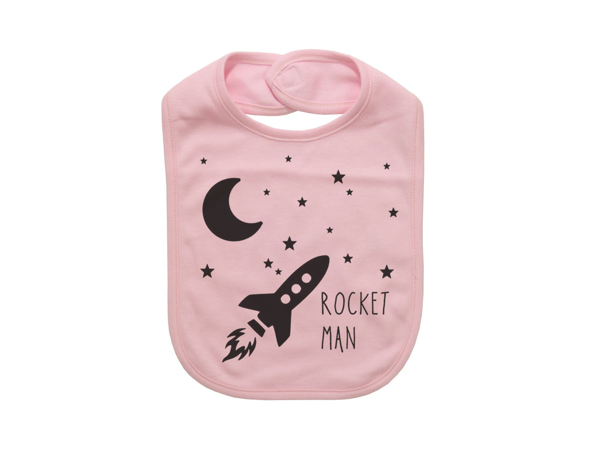 Space Baby Bib, Rocket Man, Rocket Baby Bib, Gift For Baby Boy, Baby Shower Gift, Baby Boy Gift, Rocket Bib, Baby Reveal, Newborn Boy Bib - Chase Me Tees LLC
