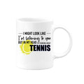 Tennis Mug, Thinking About Tennis, Tennis Gift, Tennis Coffee Cup, Tennis Present, Gift For Him, Sports Mug, Tennis Travel Mug, Sports - Chase Me Tees LLC