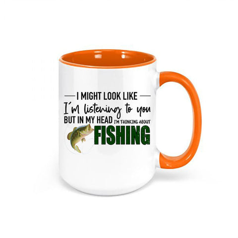 Fishing Mug, Thinking About Fishing, Fishing Gift, Fishing Coffee Cup, Fisherman Mug, Gift For Fisherman, Dad Mug, Father's Day Gift, Fish - Chase Me Tees LLC