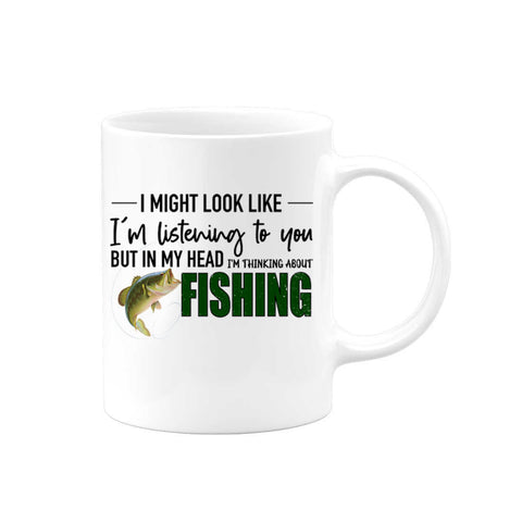 Fishing Mug, Thinking About Fishing, Fishing Gift, Fishing Coffee Cup, Fisherman Mug, Gift For Fisherman, Dad Mug, Father's Day Gift, Fish - Chase Me Tees LLC