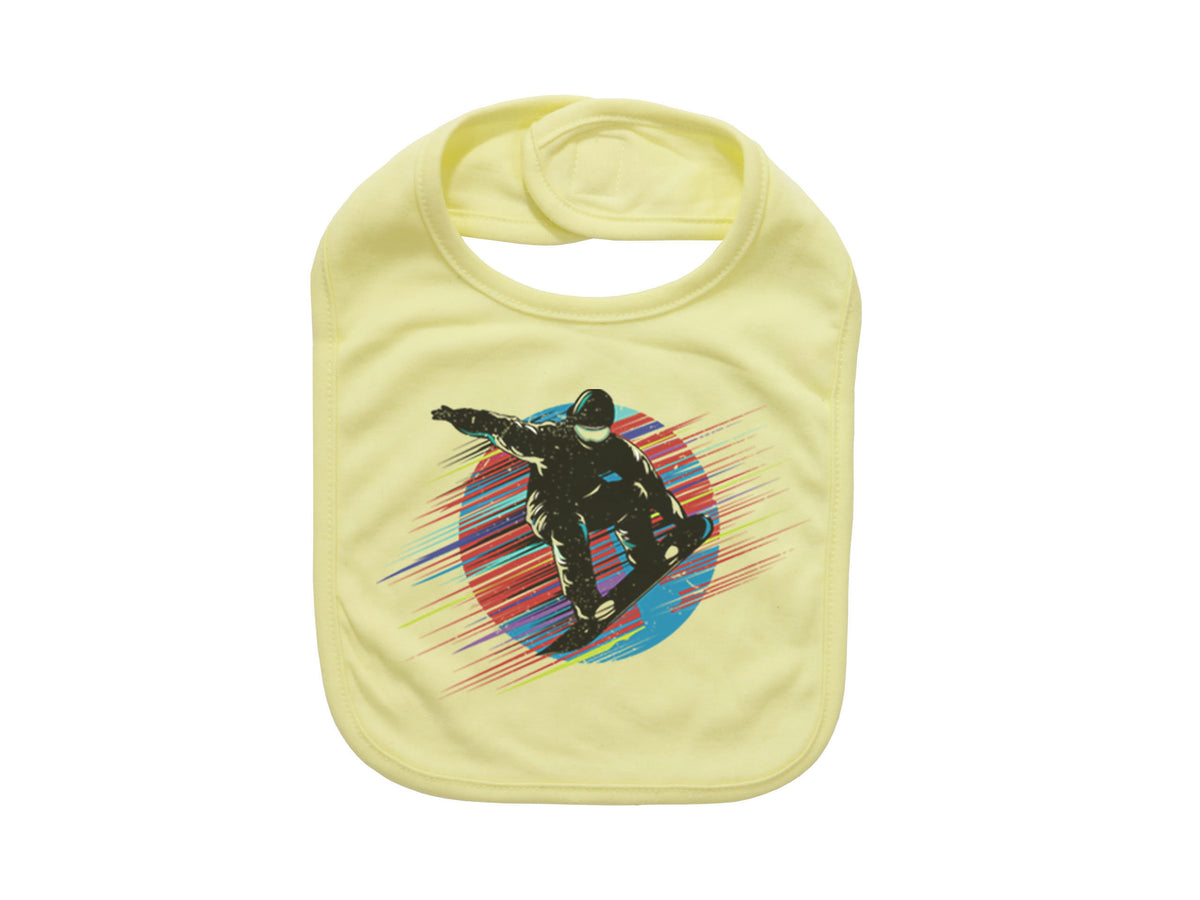Snowboarding Bib, Snowboard Sun, Baby Snowboarding Gift, Winter Sports, Skiing Baby Bib, Future Snowboarder, Baby Shower Gift, Snow - Chase Me Tees LLC