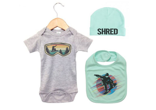 Baby Snowboard Outfit, Snowboard Bundle, Baby Shower Gift, Snowboard Onesie, Skiing Onesie, Snowboard Bodysuit, Gift For Baby, Newborn Gift - Chase Me Tees LLC