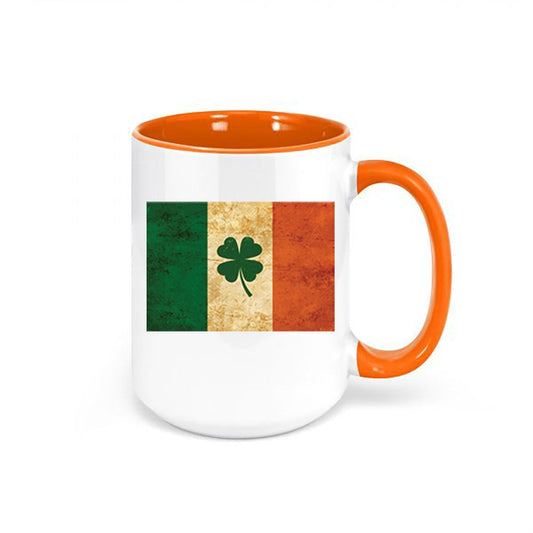 Irish Coffee Mug, Irish Flag, Irish Flag Mug, St. Patricks Day Mug, Ireland Cup, Sublimated Design, Four Leaf Clover Mug, Shamrock Mug - Chase Me Tees LLC