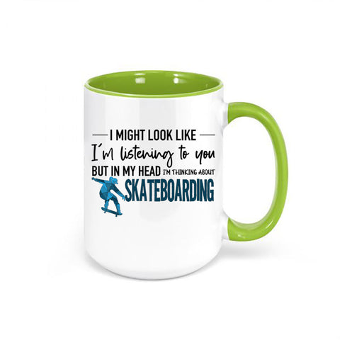 Skateboarding Mug, Thinking About Skateboarding, Skateboard Mug, Gift For Skateboarder, Skating Mug, Skateboard Coffee Cup, Skating Gift - Chase Me Tees LLC